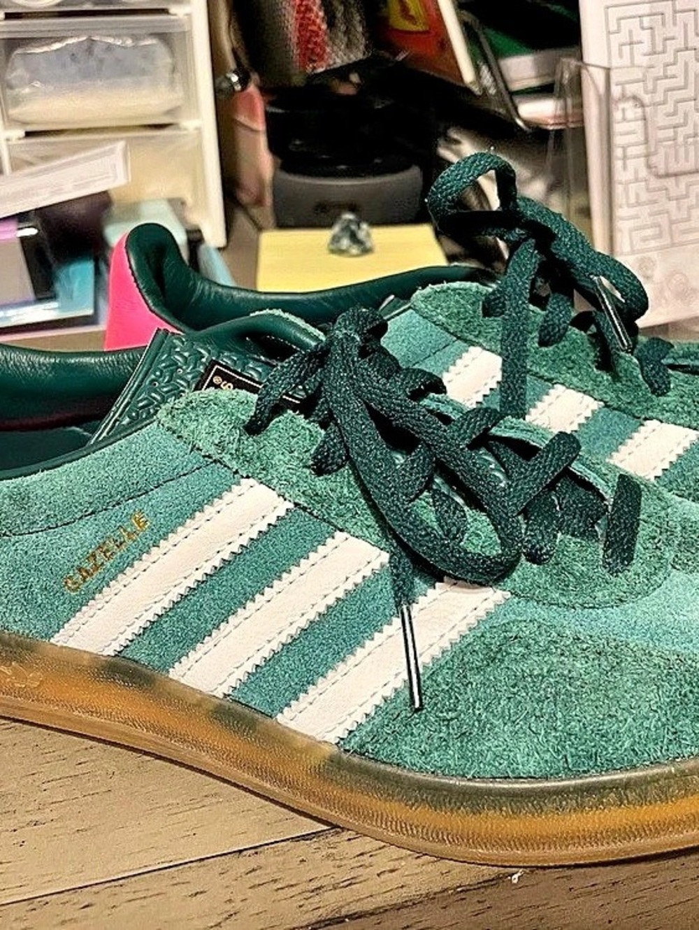 adidas Gazelle Indoor Green & Pink Sneakers women’s 7